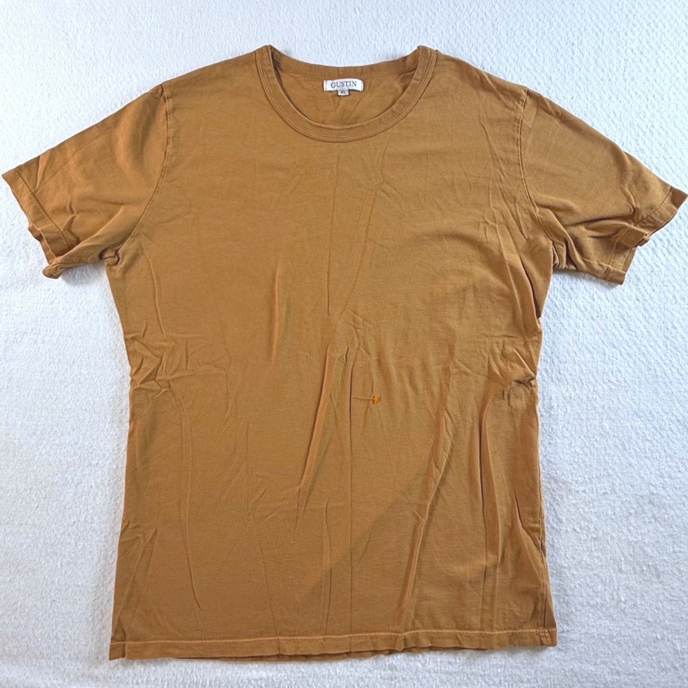 Gustin T Shirt Mens XL Short Sleeve Crewneck 100% Cotton Burnt Orange